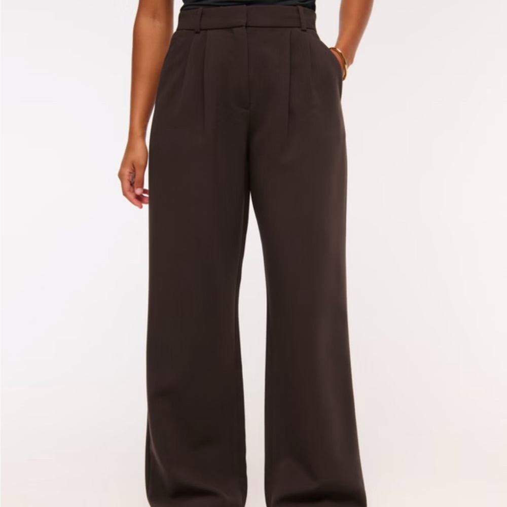 Abercrombie & Fitch Wide Leg Pants - Dark Brown 12/31 Long